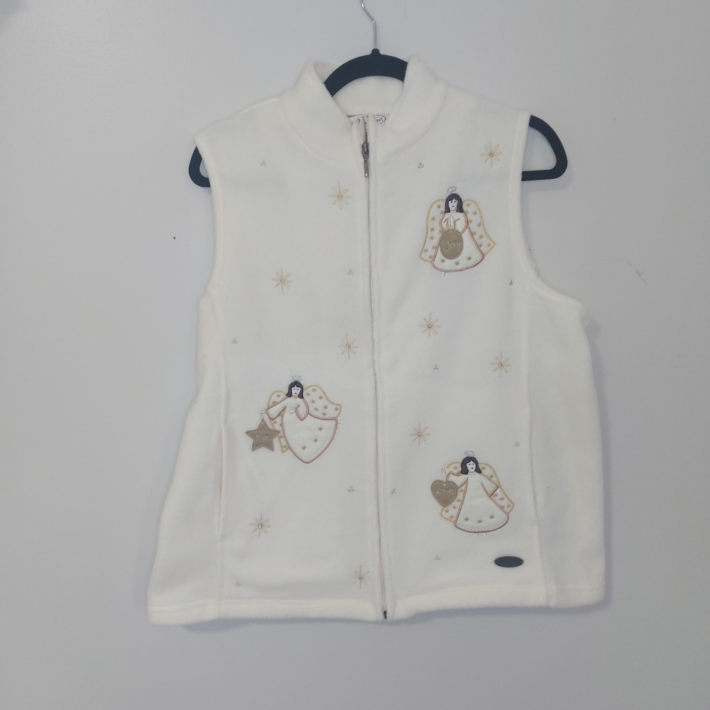Northern Reflextions White Angel Embroidered Vest Large